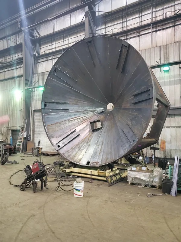 bin hopper bottom being welded